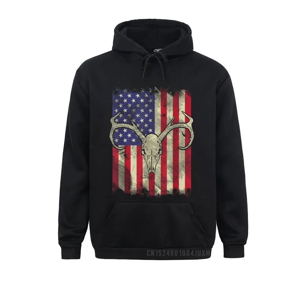 

Deer Skull American Flag Huntin Vintage USA Hunter Gift Hooded Tops Hoodies Women Men Sweatshirts Group Hoods Fitted