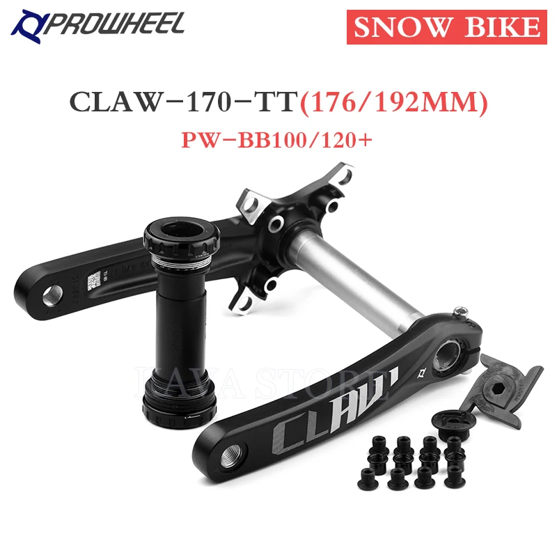 Prowheel Snow Bike Crankset 170mm Fat Bike Crank Sets 30T 32T 34T 36T 38T 40T 42T Sprocket 176/192mm Bottom Bracket E-Bike Part