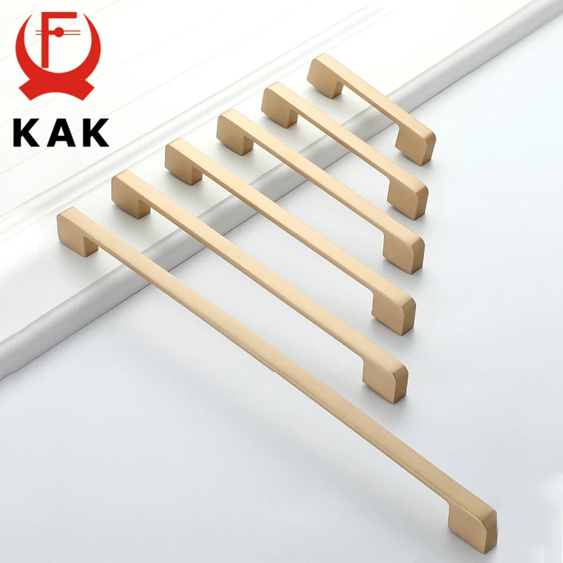KAK Gold Cabinet Handles Zinc Alloy Kitchen Handle Cupboard Door Pulls Drawer Knobs Bedroom Door Furniture Handle Hardware