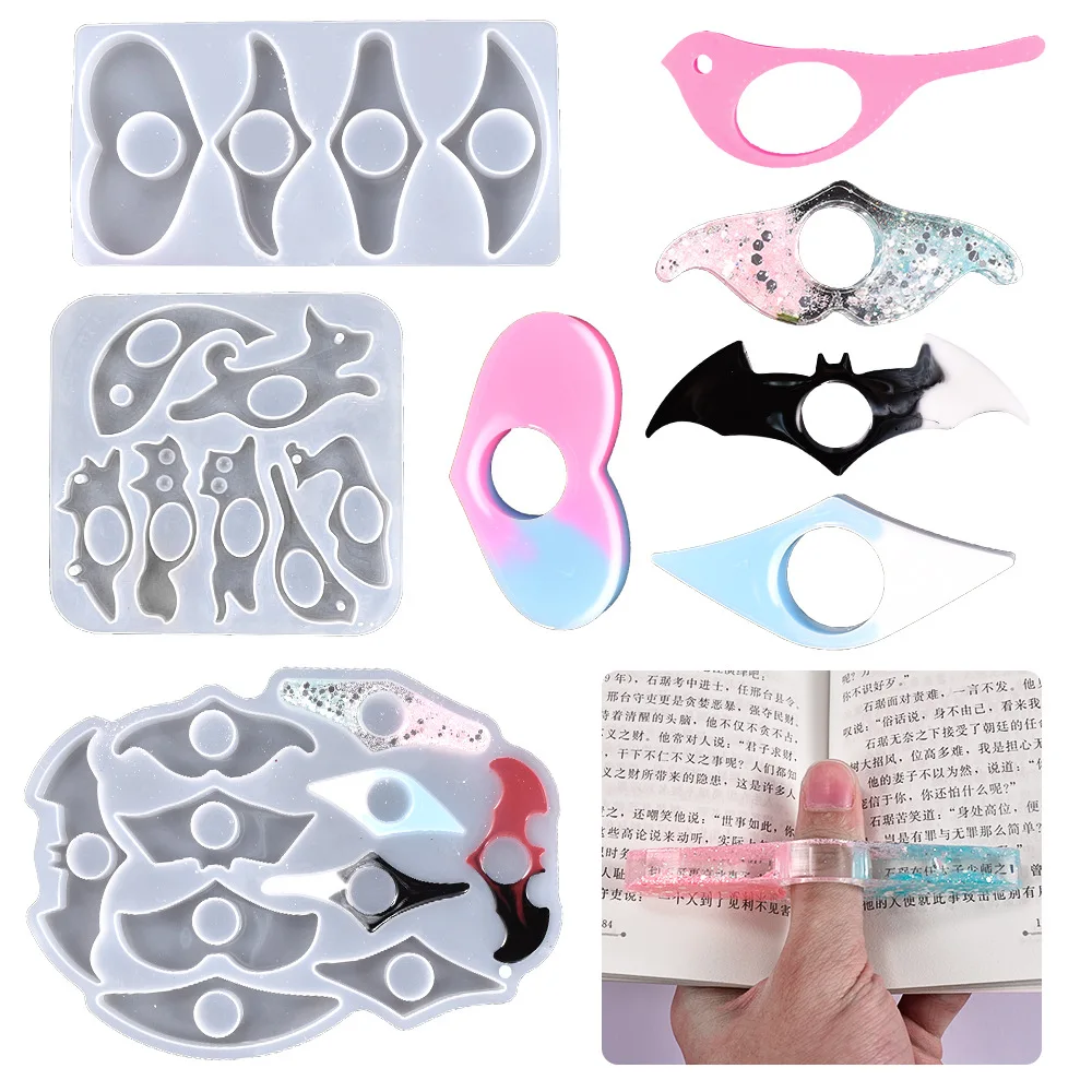 DIY Crystal Mirror Silicone Mold Multi-style Book Ring Reading Tools Rings Mold For Jewelry Making