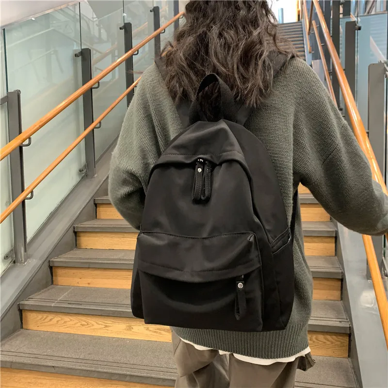 

Fashion Canvas Backpack School Backpack Female Women Solid Backpack Anti-theft Shoulder Bag School Bag for Teenager Girls