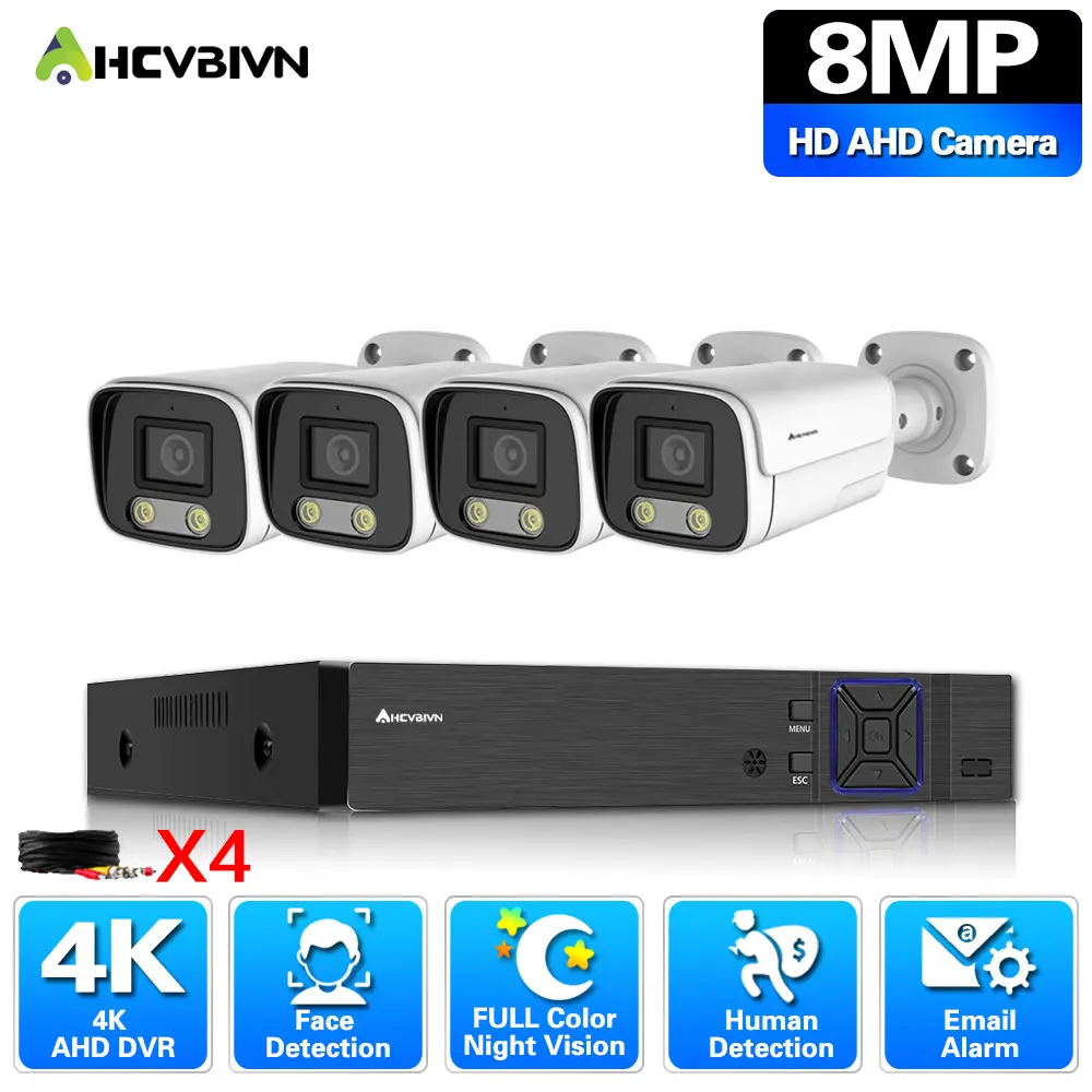 

4K H.265 CCTV DVR Home Security Camera System Set 8.0MP 4CH DVR Kit IP66 Colorfull Night Vision Surveillance Camera Kit