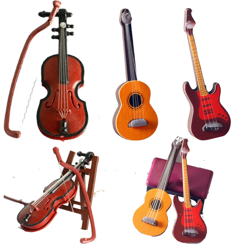 Mini Musical Instrument Model Classical Guitar Violin For 1/12 Dollhouse Ob11 1/6 Blyth Barbies Doll Accessories Scene Model