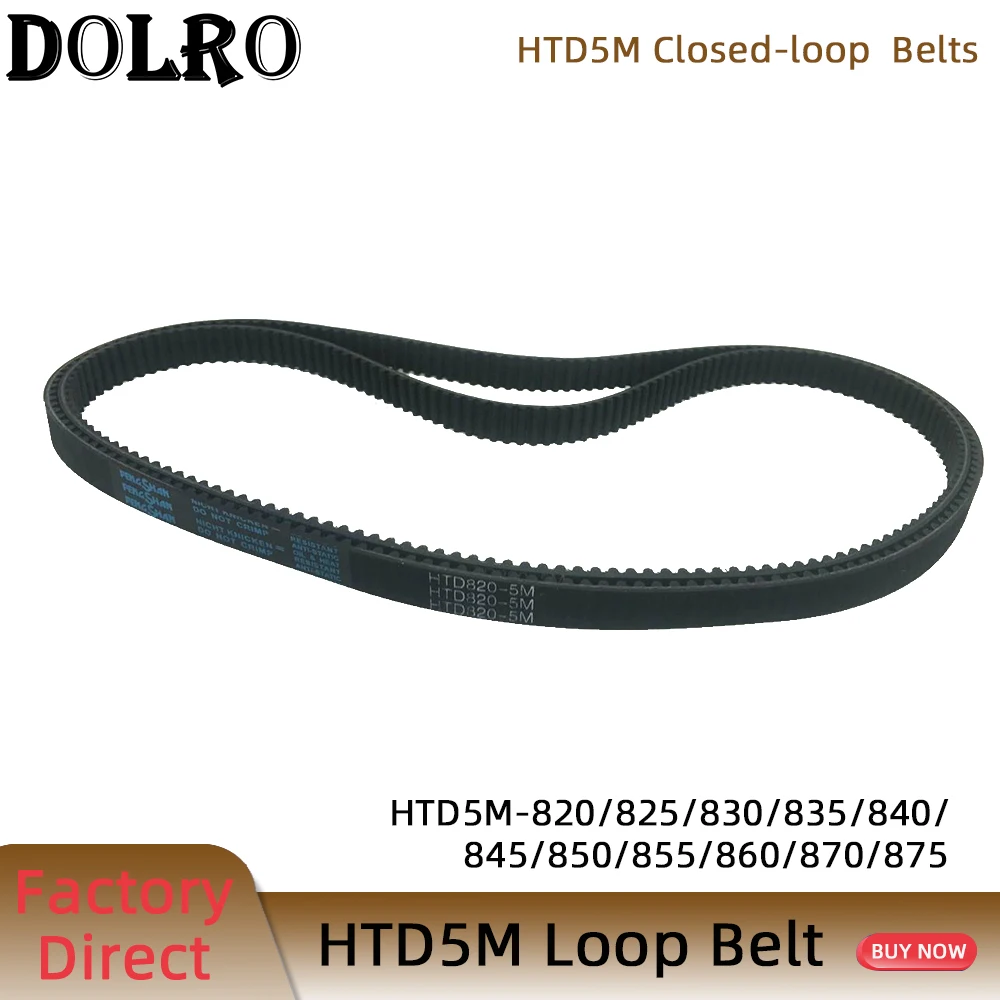 HTD5M Synchronous Timing belt Pitch length 820/825/830/835/840/845/850/855/860/870/875 mm width 9/10/12/15/20/25mm Rubber closed