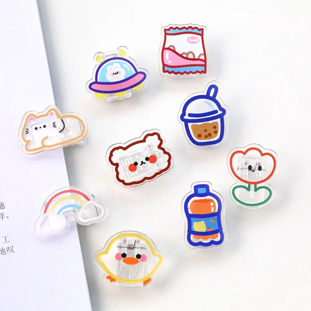 1pc Cartoon Acrylic Clip Girl Small Clips Decoration Photo Student Stationery Paper Folder Clip Snacks Sealing Clip