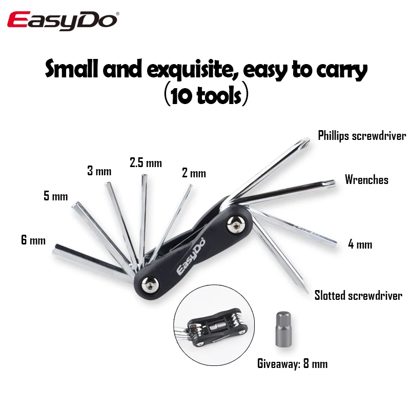 EasyDo Portable MTB Mountain cycle multipurpose wrench Touring pocket multi tool Screwdriver Motorcycle bicycle bike allen fix