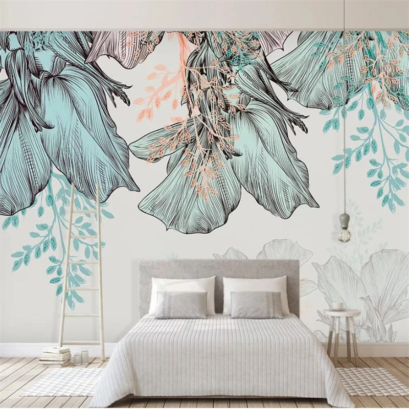 

wellyu Customized large murals fashion home improvement Nordic ins wind green small fresh plant background wall wallpaper