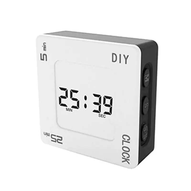 Pomooro-temporizador de gestión del tiempo para estudiantes, reloj despertador cuadrado creativo con vibración intermitente, retroiluminación, recordatorio