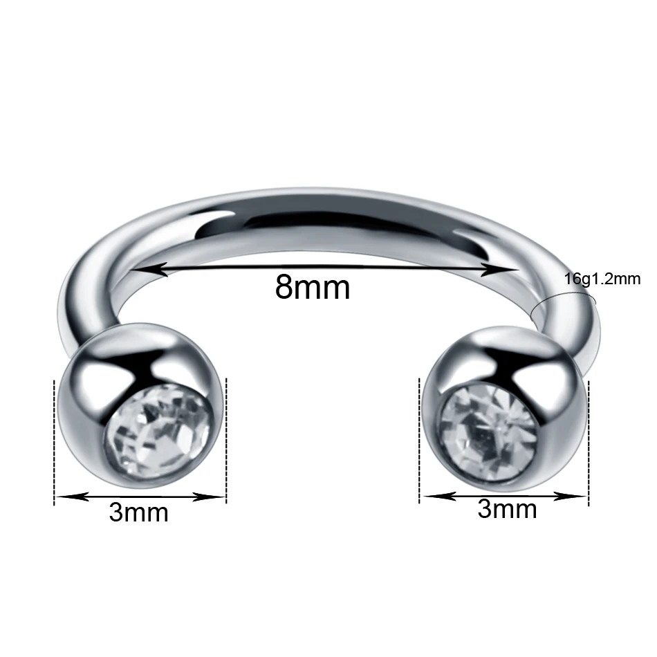 1Pc G23 Titanium Horseshoe Nose Ring Internal Thread Circular Septum Nose Hoop Ball Spike Eyebrow Ear Lip Piercing Body Jewelry