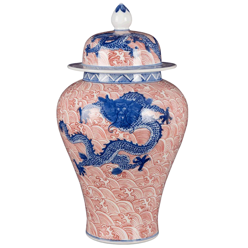 Jingdezhen porcelain antique dragon pattern blue and white general tank canned ornaments ornaments home tabletop porcelain craft