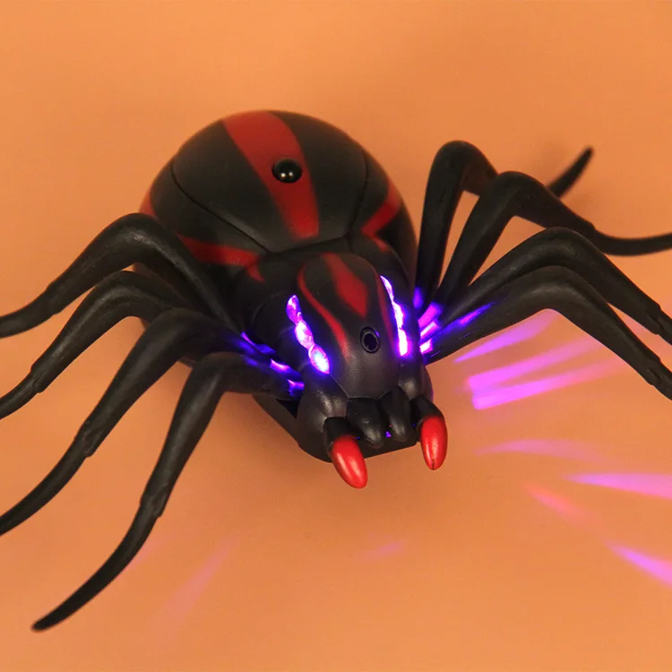 [Funny] Trick toys Remote control animal LED light RC insects Ant Cockroach Spider electronic pet robot model Prank toy joke toy