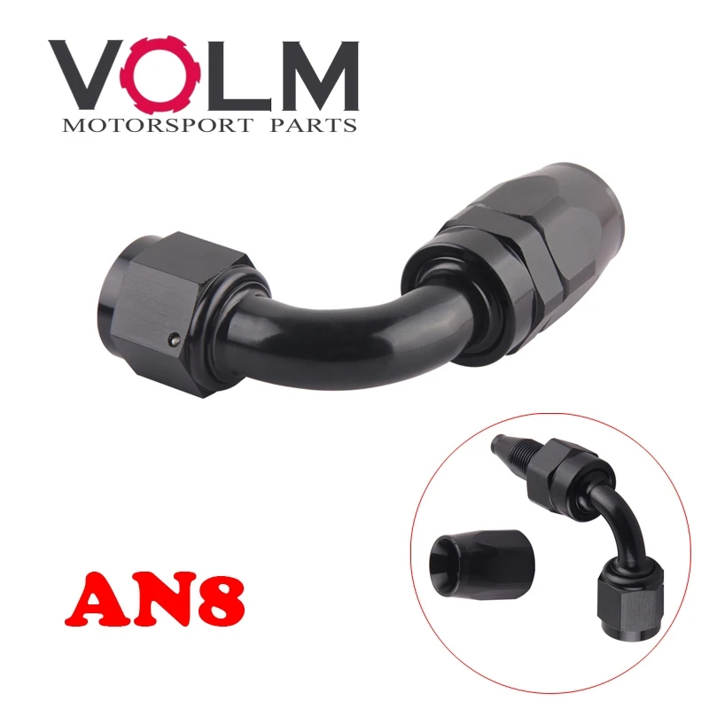 AN8 Straight 45 90 180 Degree Oil Fuel Swivel Hose End Fitting Oil Hose End Adaptor Kit Black JT41