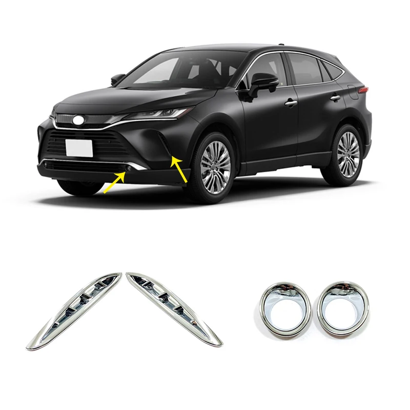 2 PCS For Toyota Harrier 2020 2021 Exterior Accessories ABS Chrome Car front fog lampshade Cover Decorative Trims