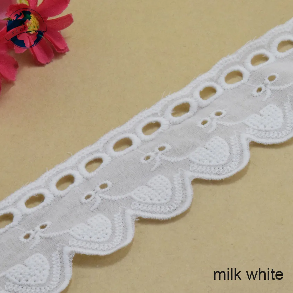 4.5cm Wide 100% Cotton Embroidery Lace Sewing Ribbon Guipure Trim Wedding DIY Garment Accessories African Curtain Lace#3988