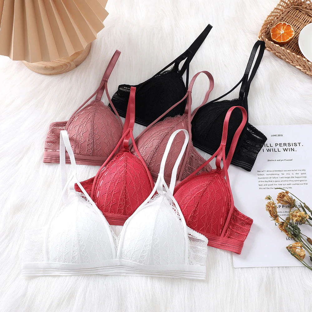 Women Lace Bra Sets Seamless Underwear Backless Vest Sexy Panties Lingerie Padded Bralette Ultrathin Briefs Female Intimates