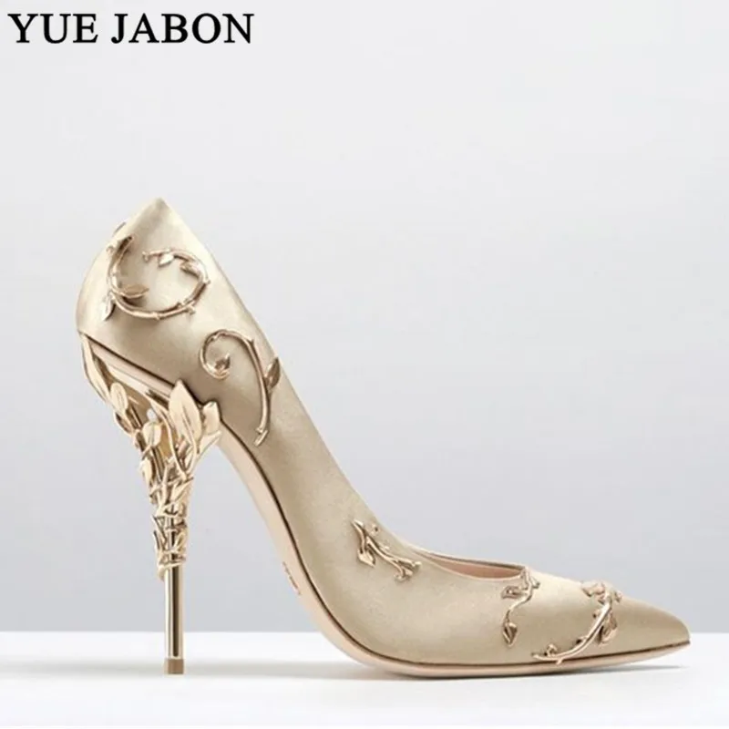 Luxury Women Shoes White pointe shoes Flower Heel Wedding Shoes Women Elegant Silk Brand Design heel shoes Ladies high heels