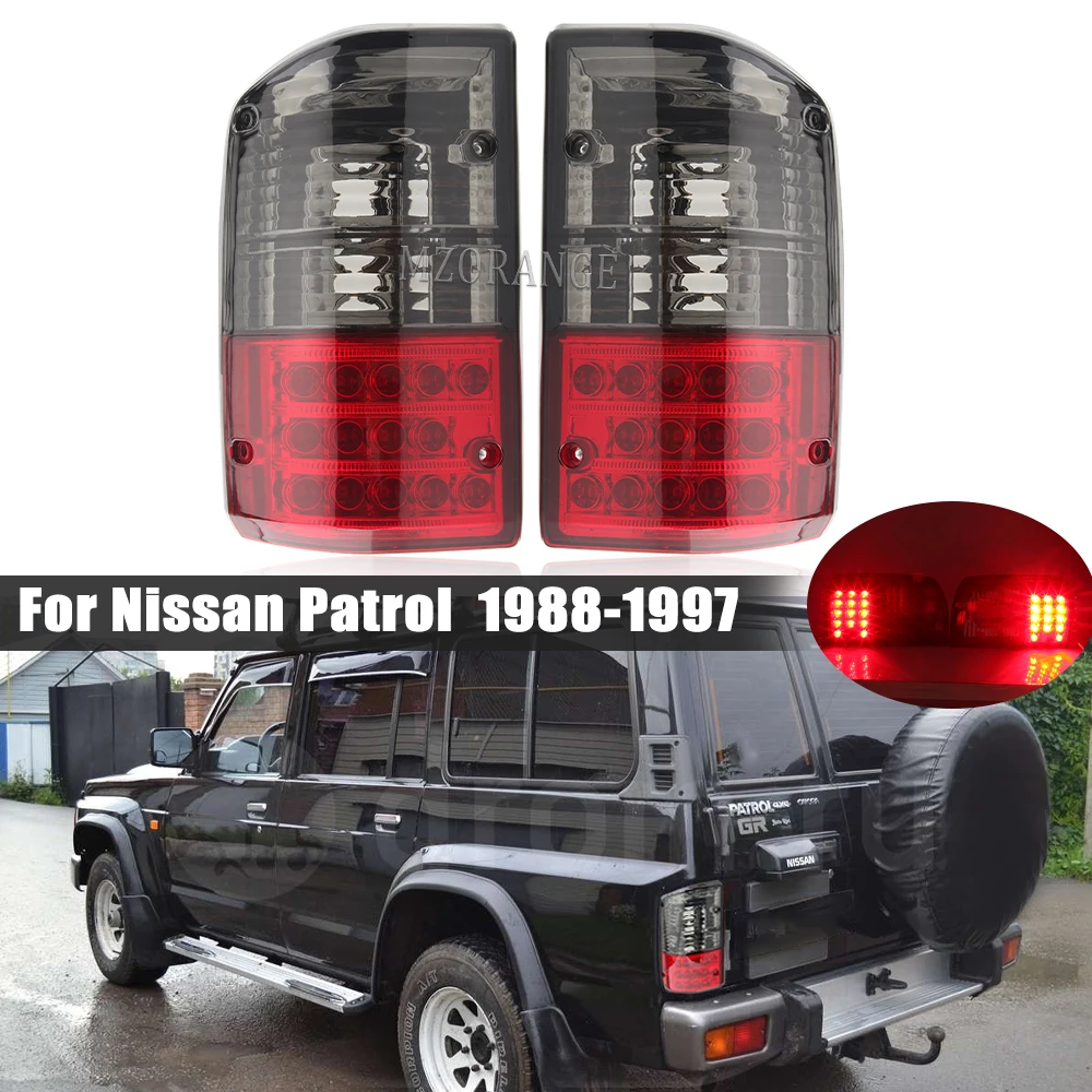 Rear Tail Light Accessories For Nissan Patrol GQ 1988-1997 2pcs Red and Smoked Brake Signal Bumper Stop Lamp Car Accessories