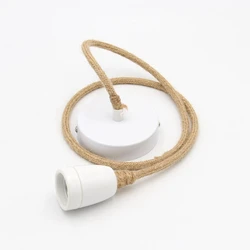 Vintage Hemp Rope Cord sets Ceiling  Light With Ceramic Lamp Holder Without LED Bulb