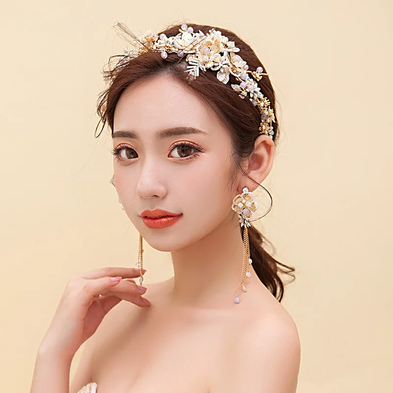 NiuShuya diadema de mariposa de flores de Color dorado hecha a mano, accesorios para el cabello de boda, joyería para la cabeza de fiesta de graduación para niñas