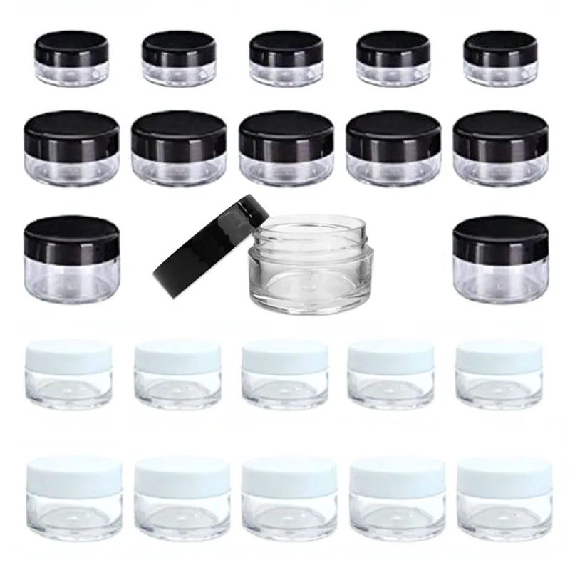 400Pcs Empty Plastic Cosmetic Makeup Jar Pots 2g/3g/5g/10g/15g/20g Sample Bottles Eyeshadow Cream Lip Balm Container Storage Box