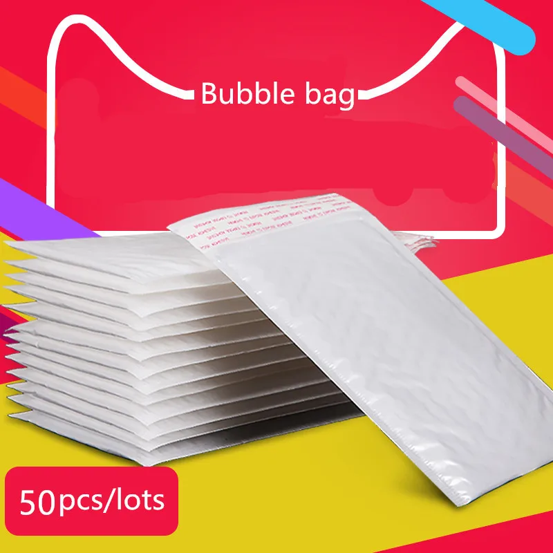 50 Pieces Of Different Specifications White Bag Foam Envelope Foam Foil Office Packaging Envelope Moistureproof Vibration Bag