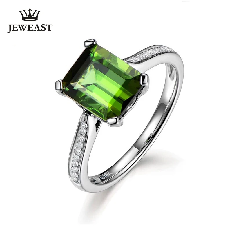 ML Natural Green tourmaline 18K Pure Gold 2023 New Hot Selling Top Ring Women  Ring  For Ladies  Woman Genuine Jewelry