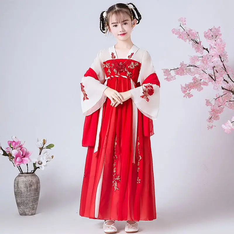 Flower Girl Dress For Wedding Bridesmaid Party Chinese Cheongsam Dress Girl Birthday Performing Eucharist Dress New Year Clothes