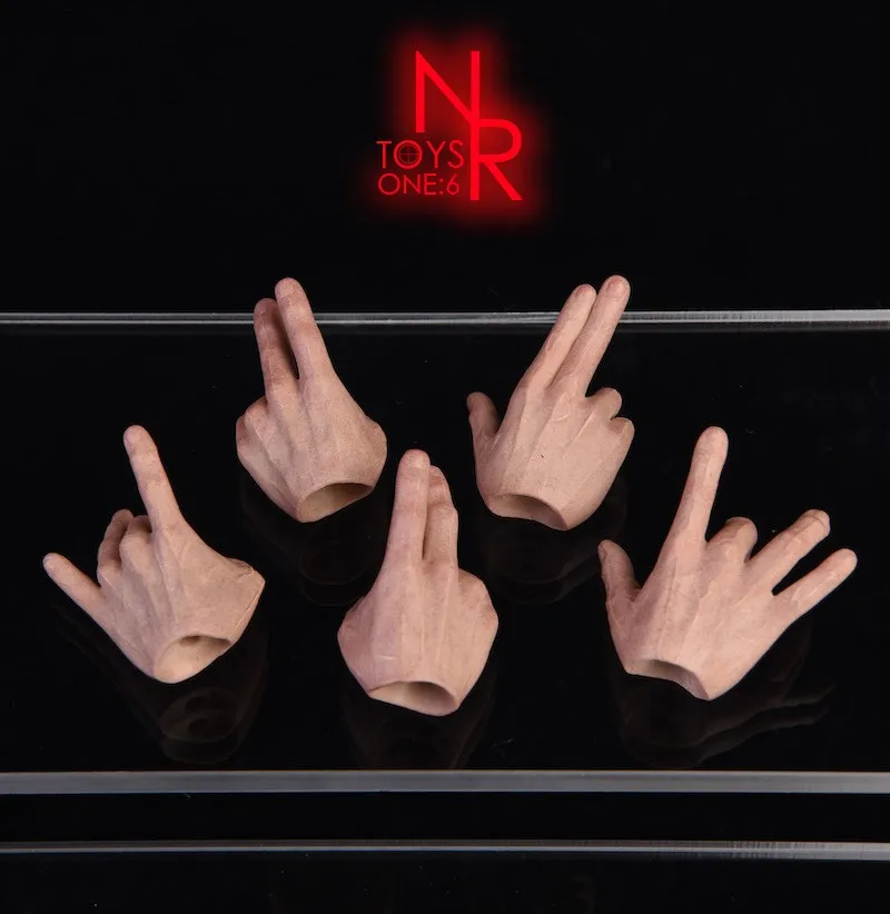 NRTOYS NR14 1/6 Male Golden Finger Hands Gesture Model Fit 12'' Normal Pale Suntan Skin Action Figure Body Dolls