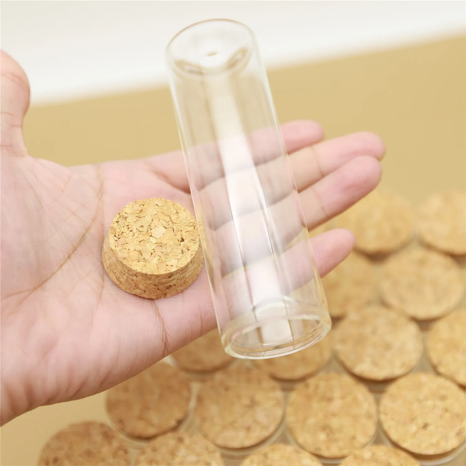 6 Pieces 37*120mm 100ml Corks Glass Bottles Stopper Test Tube Jar Container Diy Glass Spice storage bottles & jars Containers