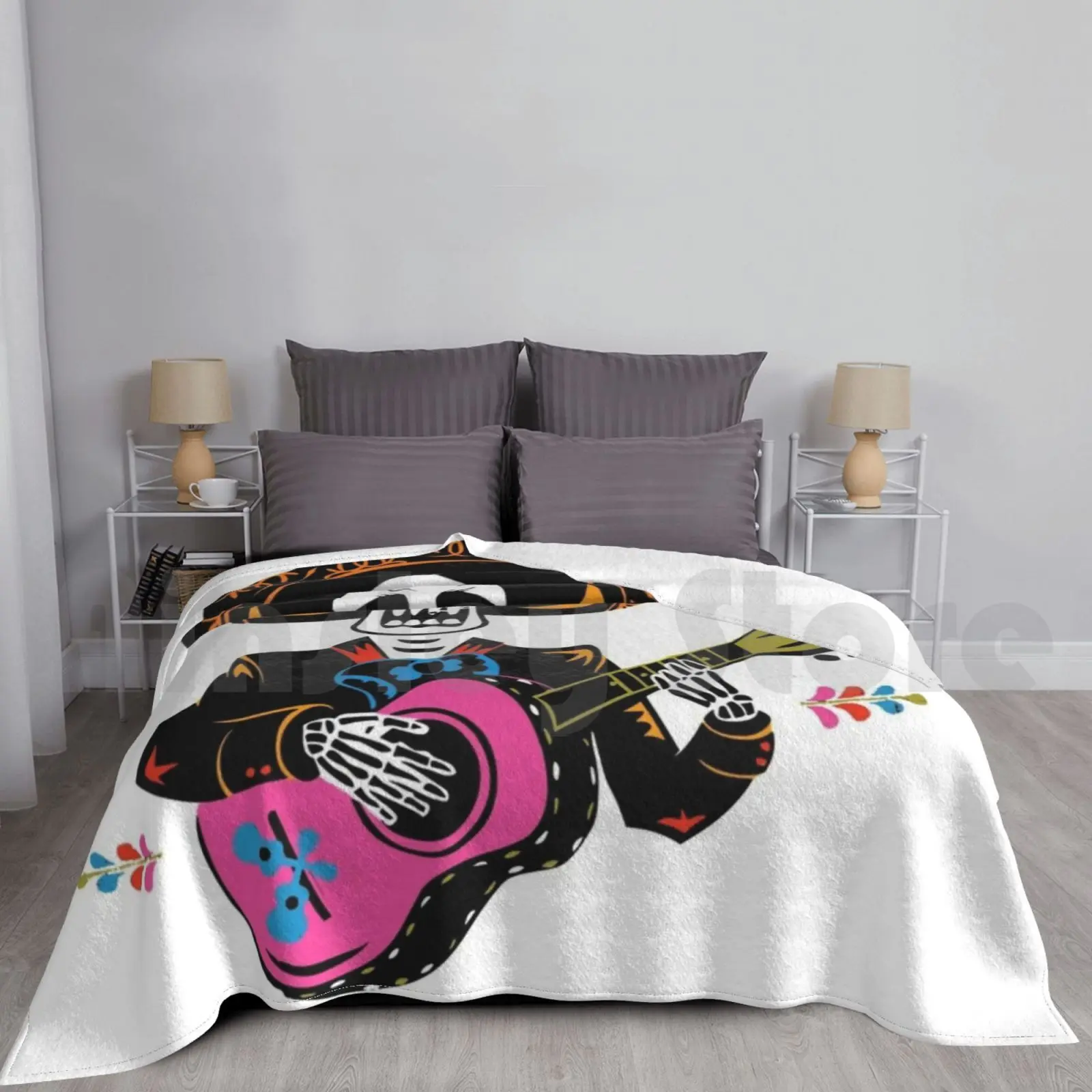 Mariachi Coco Blanket Fashion Custom Coconut Films Movie Mexico Mariachi Colors Skull Mexican Skull Dead Music