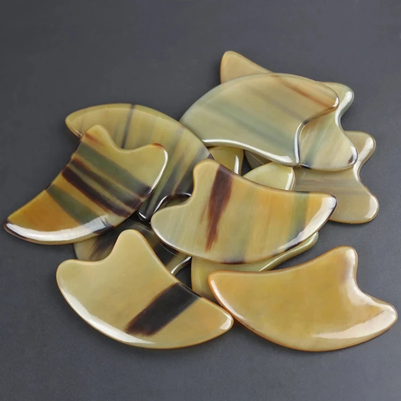 Raspador Gua Sha Natural, palo de tendón de cuerno de buey blanco, masajeador Facial, belleza, salud, relajación, ojos, cuello, espalda, cuerpo, cara, cuidado de la piel