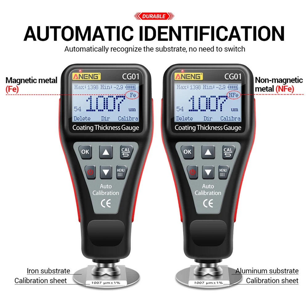 

Car Paint Coating Thickness Gauge Car Paint Electroplate Metal Coating Thickness Tester Meter 0-1500um Probe Measuring Tools