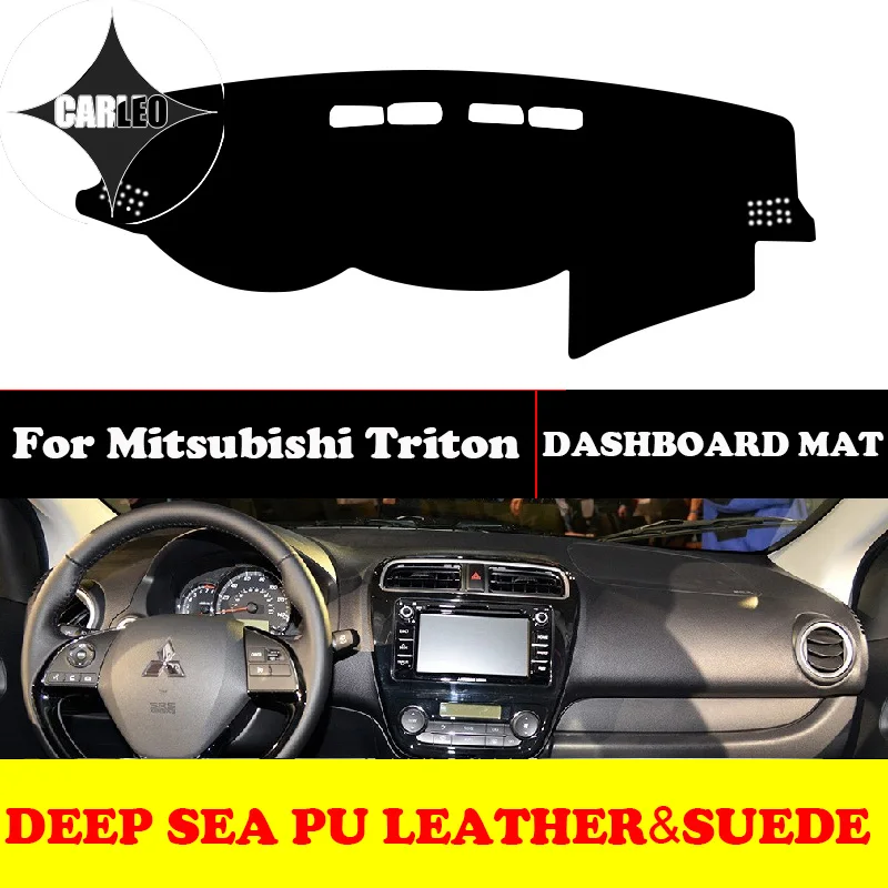 Custom for  Mitsubishi Triton 2016-2019 Dashboard Avoid Light Pad Instrument Platform PU Leather Suede Insulation Mat