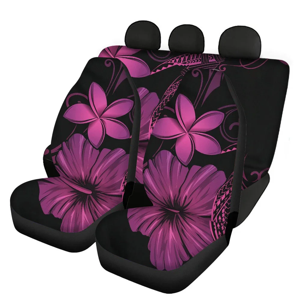 Hawaii Flower Print Front And Back Car Seat Covers Full Set Women Cushion Dust/Dirty proof Stretch Auto Seat Protector Universal