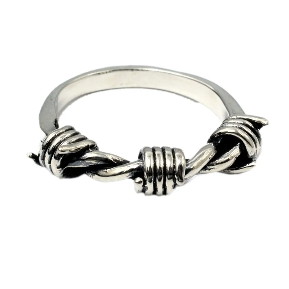 BOCAI New thorns winding ring man real s925 pure silver hand-woven personalized design Korean fashion men and women ring