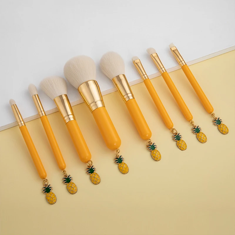 

Saiantth 8pcs makeup brushes set pineapple pendant newbie blush powder eyeshadow eyebrow brush beauty make up tool wood soft