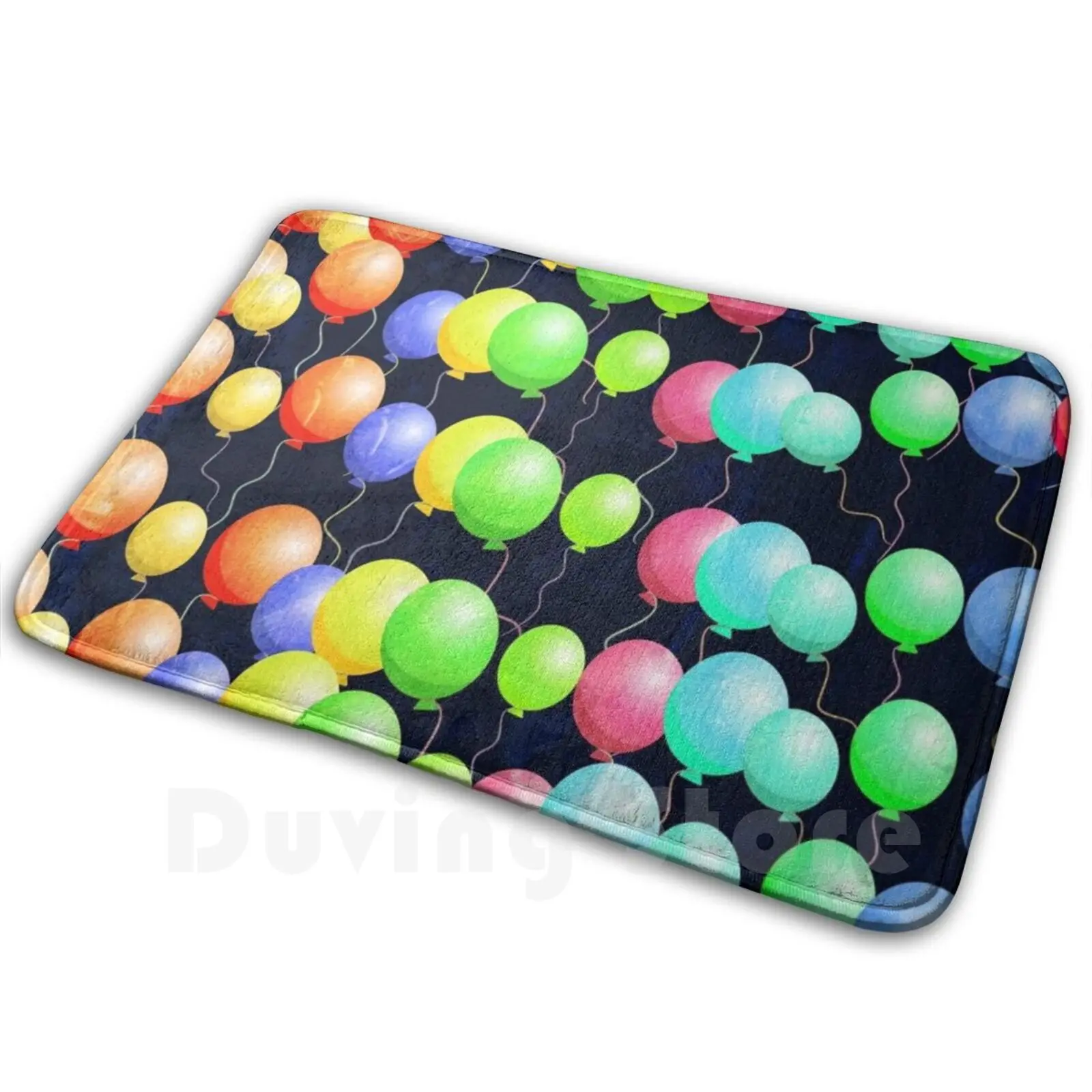 

Birthday Party Balloons Mat Rug Carpet Anti-Slip Floor Mats Bedroom Celebrate Colorful Colors Multi Colors Fun