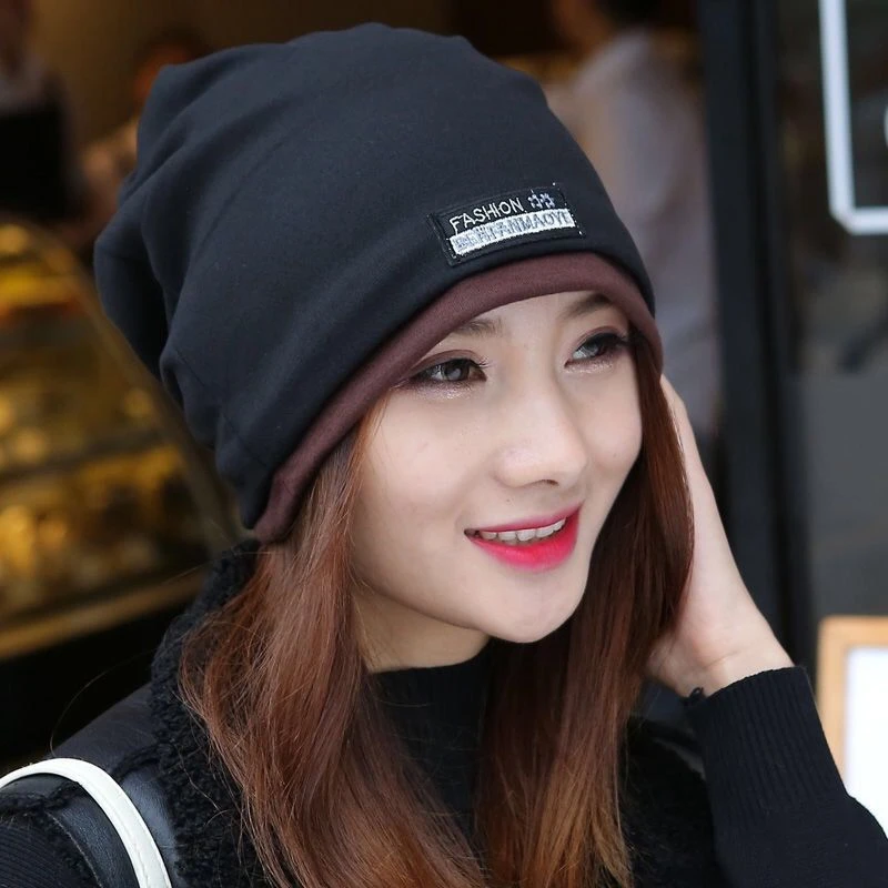 Multifunction Scarf Hat Winter Hat Women Black Beanie Hat