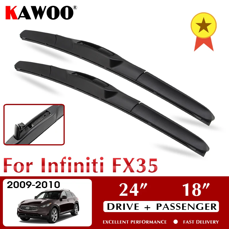 

KAWOO Wiper Front Car Wiper Blades For INFINITI FX35 2009-2010 Windshield Windscreen Front Window Accessories 24"+18" LHD RHD