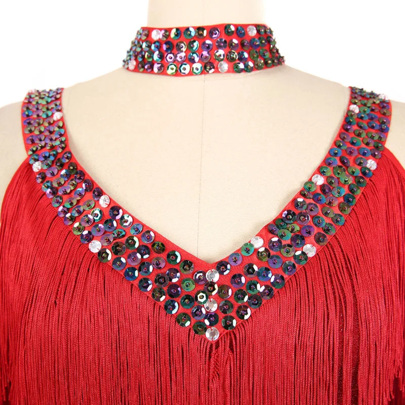 New Women 1920s Flapper Dress Ladies Great Gatsby Party Charleston Dance Performance Costumes Fringe Sequined Latin Salsa Dress