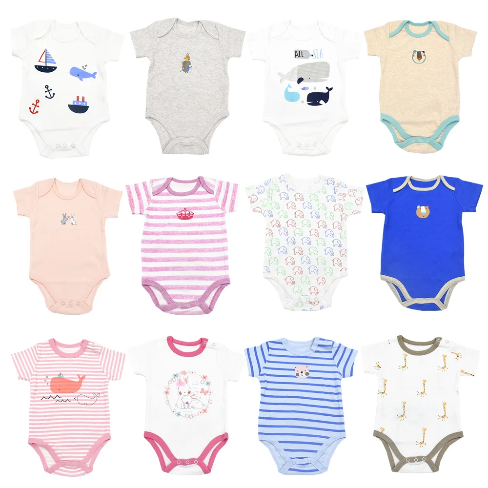 

Baby Boys Bodysuit Cotton Short Sleeve Summer Newborn Girls Pullover Twins Clothes Infant Onesie Babies Cute Clothes New