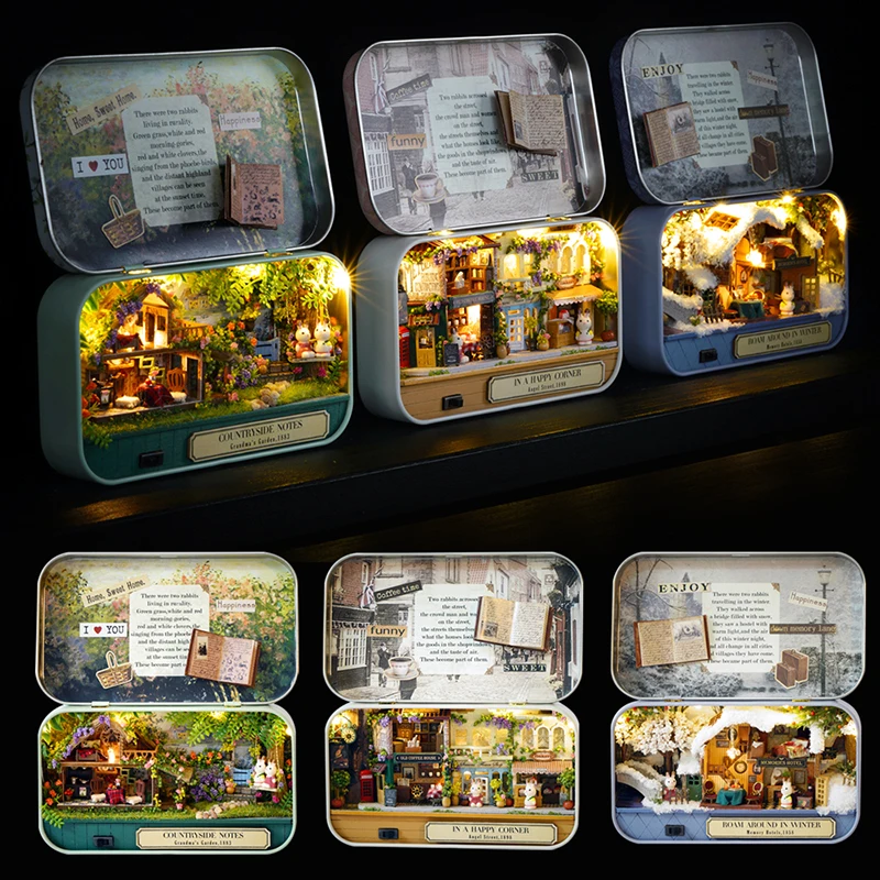 Box Theatre Dollhouse Furniture Miniature Toy DIY Miniatures Doll House Furnitures Casa Toys for Children Birthday Gift Q4