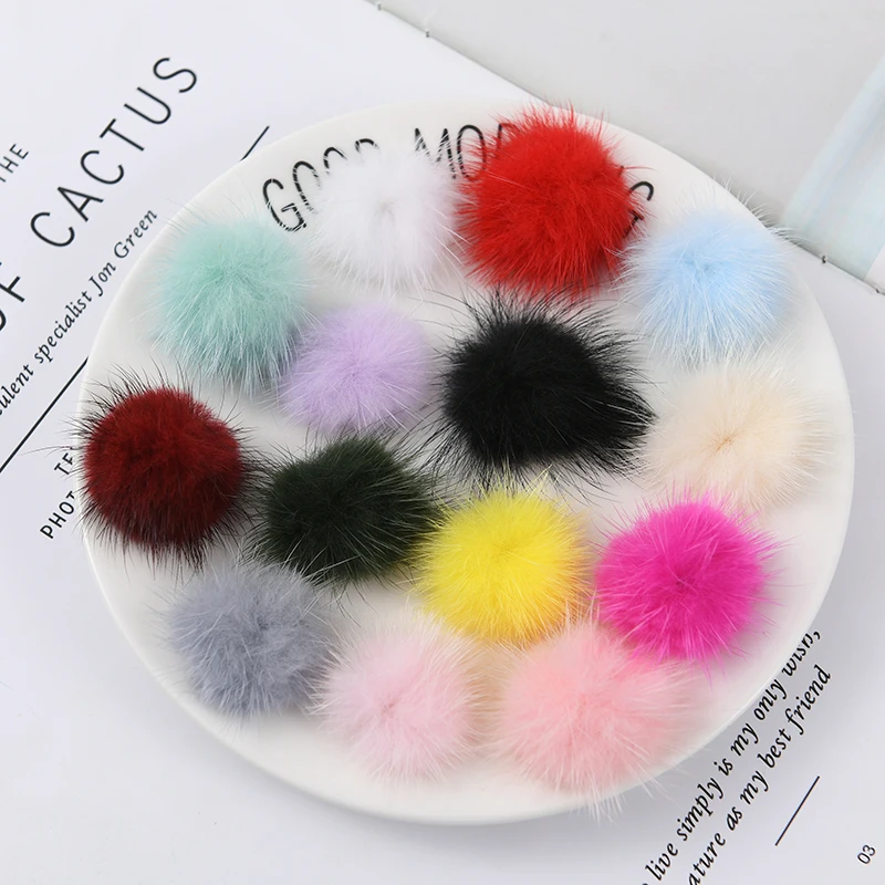 10pcs 3cm Fur Pompom Mink Pom Poms White Soft Pompon DIY Material Earrings Hair Accessories Decor Clothing Shoes Hats Supplies