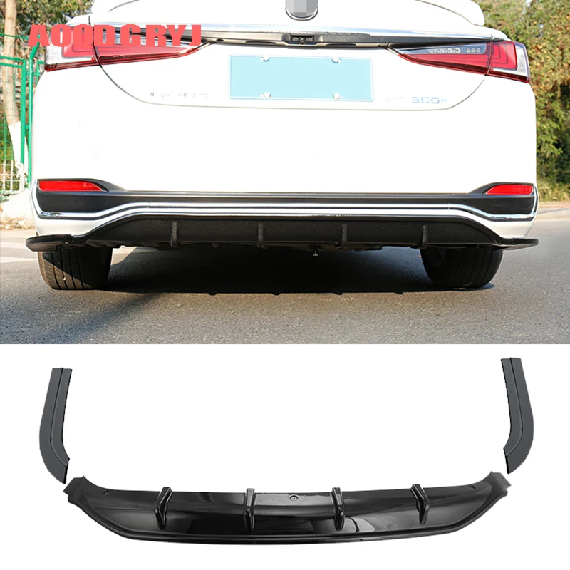 Car Styling 3pcs for Lexus ES300h 2019-2020 Glossy Black Rear Bumper Body Kit Shark Chin Spoiler Lip Diffuser Trim Cover