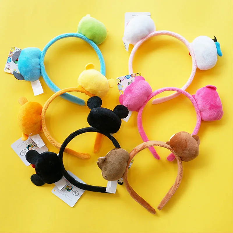 Disney Tsum Tsum Mickey Ears Headband Lovely Girl Bow Hair Hoop Disneyland Minnie Mouse Headdress Birthday Party Decoration