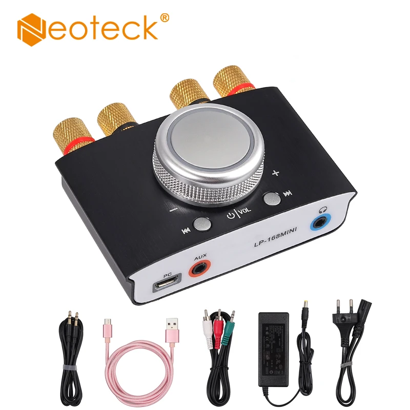 Neoteck Mini Bluetooth-Compatible Power Amplifier Wireless Audio Receiver with 12V 5A DC Adapter 2 Channel 50W Converter