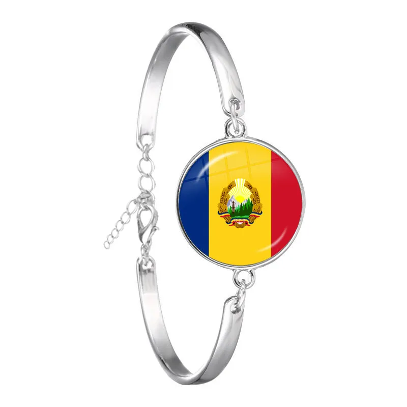 Chile Hungary Uruguay Mexico Romania Croatia Vatican Panama Vietnam National Flag 2mm Glass Cabochon Chain Bracelet For Gift