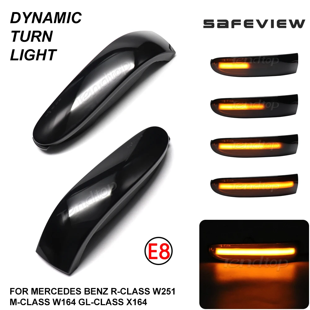 For Mercedes-Benz M ML GL Class W164 X164 W251 ML350 ML300 R300 LED Dynamic Turn Signal Light Sequential Mirror Blinker Lamp