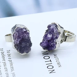 Personalized Exquisite Party Natural Stone Gem Amethyst Ring Can Make Necklace Jewelry Accessories Heart Gift for Women