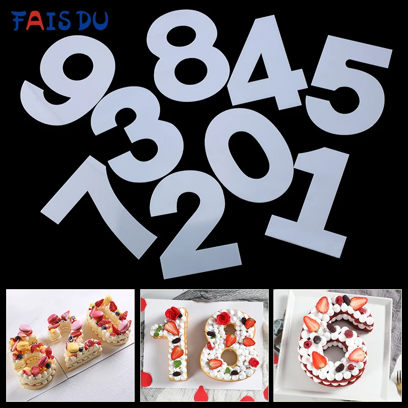 

FAIS DU 0-8 Number Spray Cake Stencils Flat Numbers Cutting Cake Templates Molds Numerical Stencils for DIY Cakes/Cookies